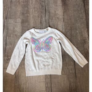 The Children’s Place Girls 4T Butterfly Sequin Sweater White Long Sleeve